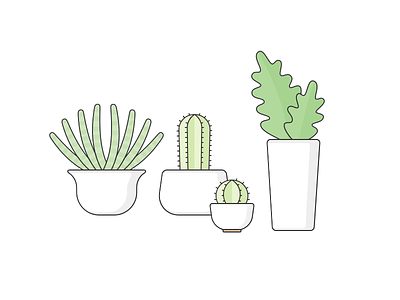 Little garden cactus garden houseplants illustration leaves planters plants succulents