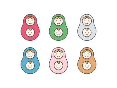 Russian dolls avocado baby birth cute dolls doula icons mom mother russian womb