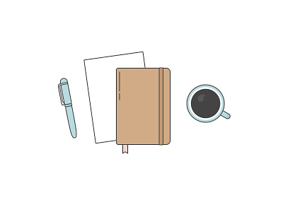 Notebook and coffee