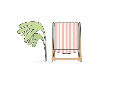 Lounge chair beach chaise longue chilling icon illustration lounge chair plant relaxing stripes