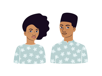Cool kids afro boy brother flattop floral flowers girl illustration pattern siblings sister