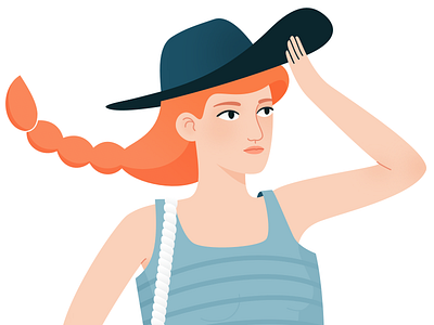 Work in progress... braid drawing french girl hair hat illustration red head stripes summer woman