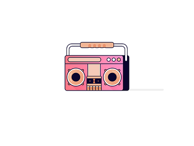 Existential Boombox 80s boombox electronics face icon illustration isometric mixtape pig piggy pink player recorder retro stereo tape tunes