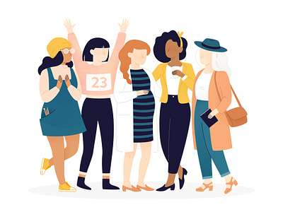 Illustration for -Trix Magazine artist athlete ceo character characters coffee courage executive feminism feminist friends girl girls illustration journalist mother pregnant runner woman women