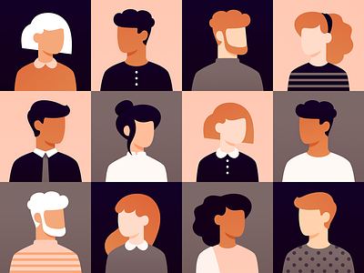 Friends avatars character characters diverse diversity faces fall friends grid group icons men party pattern people surface design thanksgiving users vectober women