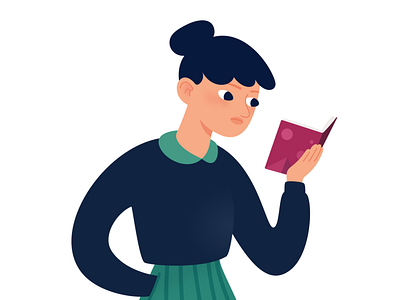 Girl reading book captivated character cixin liu design drawing fiction focused french funny girl illustration novel parisian problem reading sketchapp three body walking woman