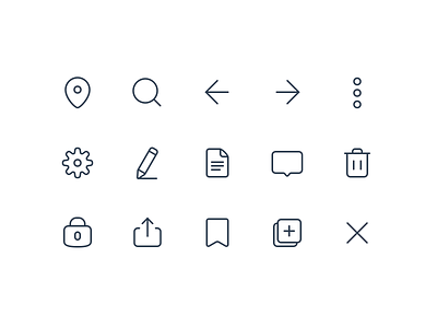 Icon set copy delete edit exploration glyphs icon iconography icons lock message save search set settings sketch trash vector