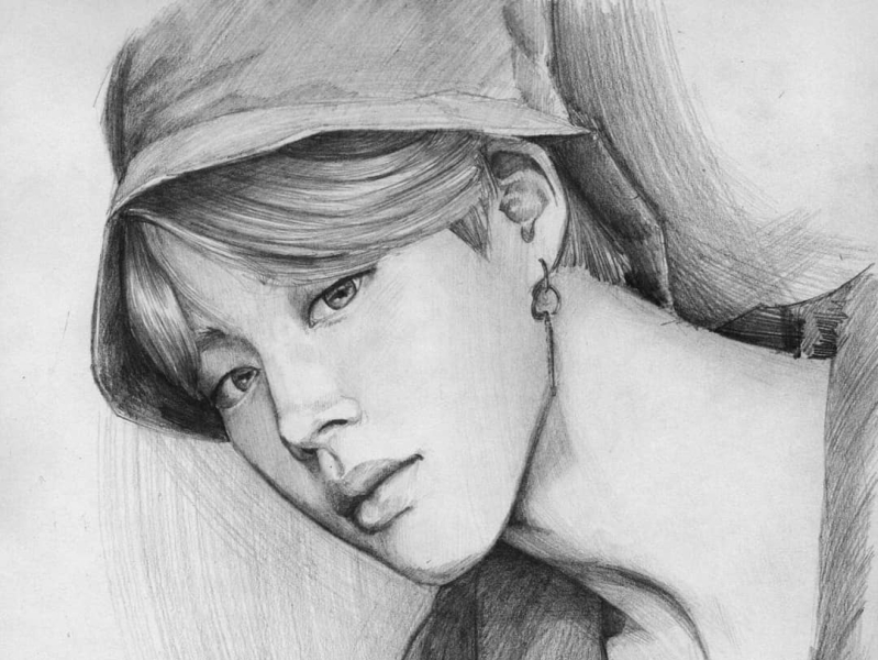 BTS Pencil Sketch A5 Art Print Park Jimin painting K-pop - Etsy