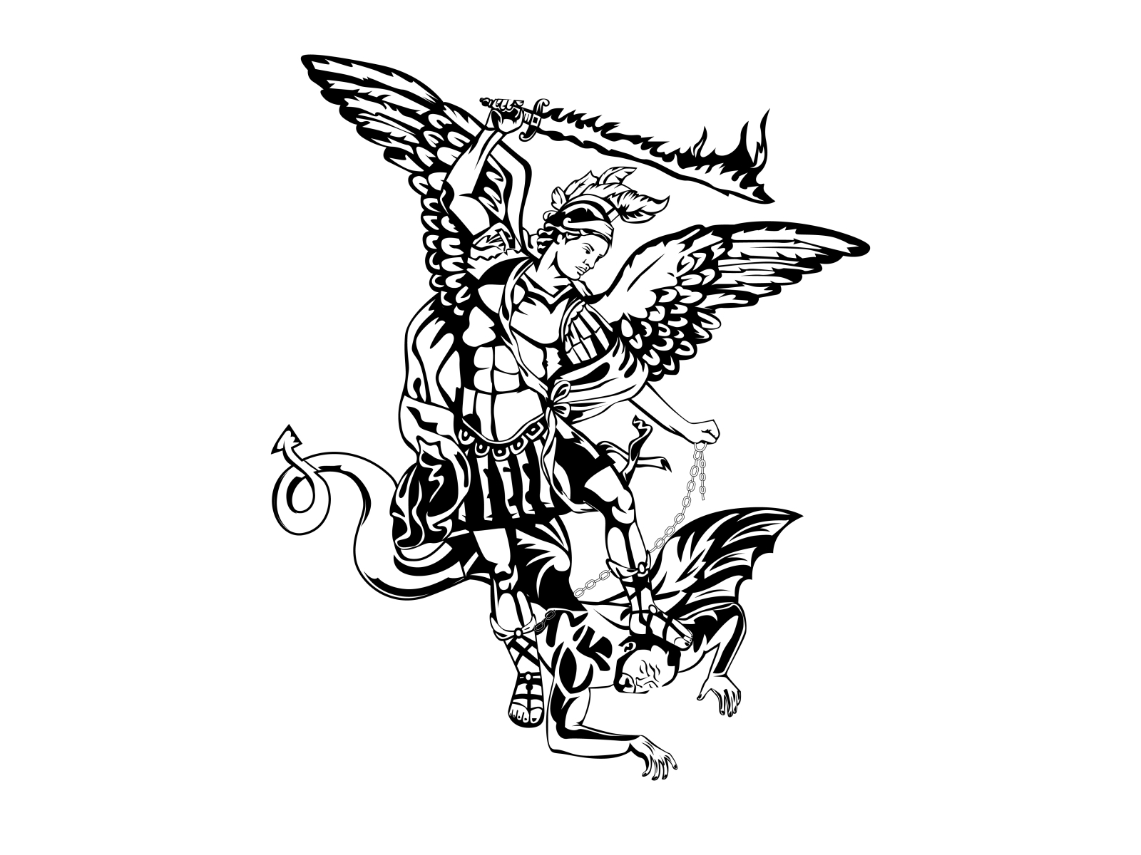 St Michael The Archangel Tattoo Stencil