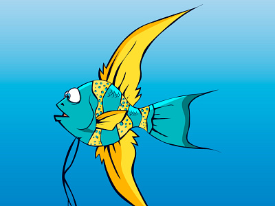 Cartoon angelfish vector illustration adobe illustrator angelfish fish ocean sea underwater vector water
