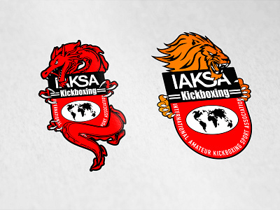 IAKSA Kickboxing logos brand dragon iaksa identity karate lion logo design martial arts vector