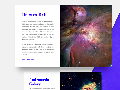 Orion's Belt & Myth andromeda app card clean colorful design galaxy minimalistic orion sans serif serif space