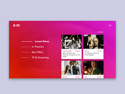 OM, Video Card – Menu card clean concept gradient macro menu movie navigation simple text ui video