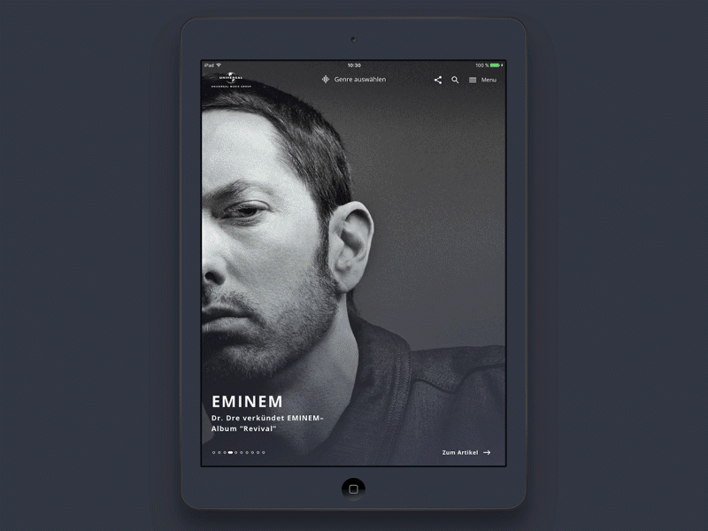 Universal Music Germany - Tablet Design clean css html material music react responsive tablet ui ux webapp webdesign
