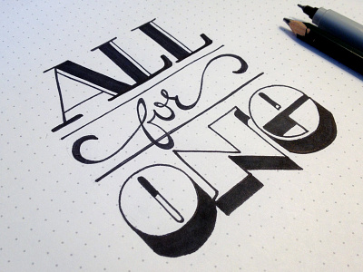 All For One all caps custom dotted one pen pencil script type