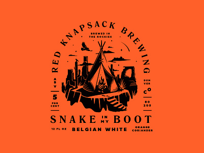 Snake in My Boot Beer beer can desert illustration orange teepee wildwest