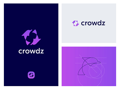 Crowdz Logo Design brand brand identity branding dolphin logo logo design pack visual identity