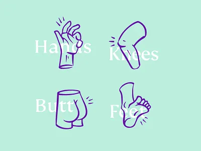 Topical Illustrations body parts brand illustration branding butt feet hands illustration knee visual identity