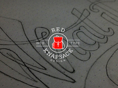 Red Knapsack Logo black knapsack line logo pencil red script type web white