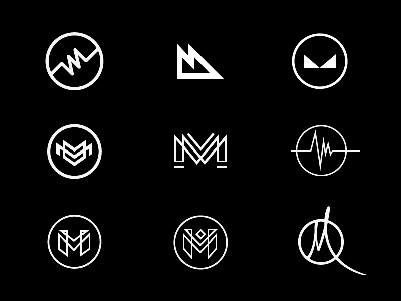 Marston Logo Concepts badge black collins line logo m marston script triangle type white