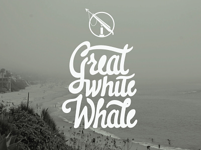 Great White Whale beach gray great harpoon icon ocean script typography water whale white