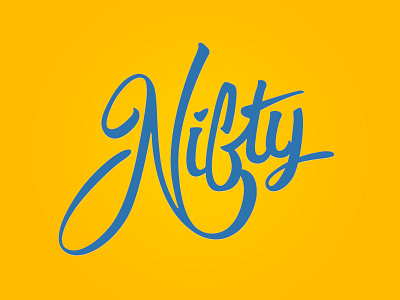 Nifty! blue n nifty pen script type typography yellow