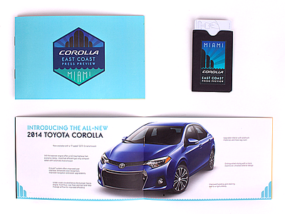 Toyota Corolla East Coast Press Preview badge blue car corolla east logo miami print