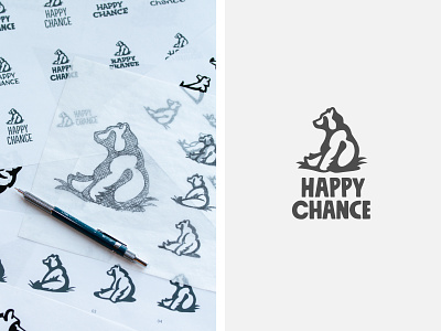 Happy Chance Bear Logo bear bear logo branding logo logo design logo process process sitting bear sketch sketches thumbnails