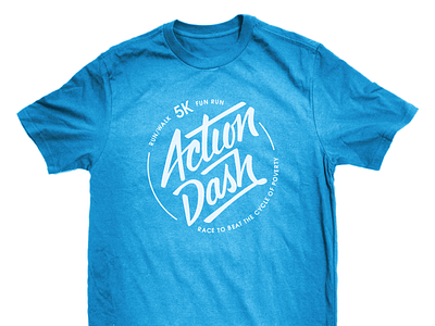 Action Dash Logo/T-Shirt 5k action blue brush dash logo poverty script type typography white