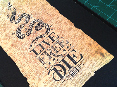 Live Free or Die america die free live newspaper pen snake type typography