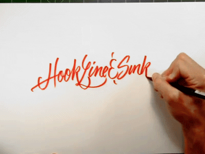 Hook Line & Sinker Sketch ampersand animation brush pen hook inktober line red script sinker type typography