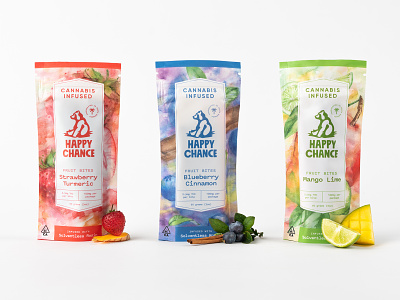 Happy Chance Edibles Packaging brand designer brand packaging branding cannabis cannabis branding cannabis edibles cannabis logo cannabis packaging fruit logo design logo designer packaging packaging design packaging designer