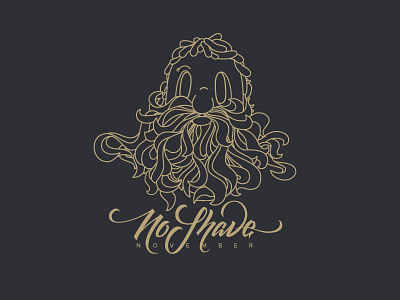 No Shave November beard gold illustration line no november script shave tshirt type typography