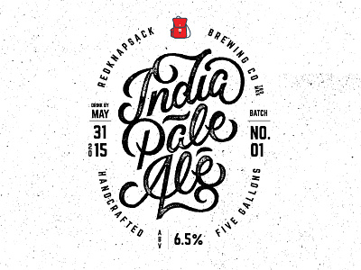 India Pale Ale label beer black brewing cheers label ligature print red script type