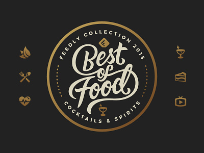 Best of Food Badge badge best food gold icons ligature logotype script type typography