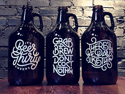 Type Growler Series beer growler hand lettered ligatures packaging quote script series triptych type