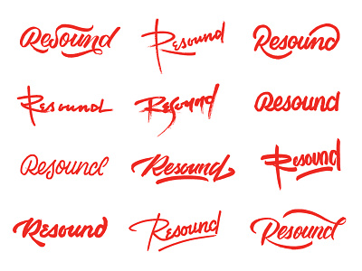 Resound Logotype Thumbnails ligature logo logotype red resound script sketch thumbnail type typography
