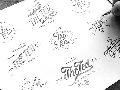 The Ted Concept Sketches baseball concept script sketches ted thumbnails turner type typography