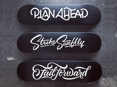 Painted Skate Decks deck hand lettering ligature paint script skate type typography