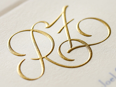 RZ Monogram embossed gold ligatures monogram rebecca rz script type typography wedding zach