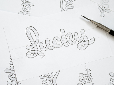 Lucky Refined Sketch guides ligatures luck lucky pencil script sketches