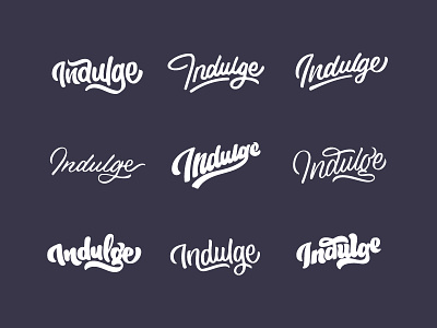 Indulge Thumbnails hand lettering indulge lettering ligatures process script sketch sketches thumbnails type typography