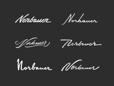 Norbauer wordmark thumbs logo logotype midcentury norbauer script sketches thumbnails type wordmark
