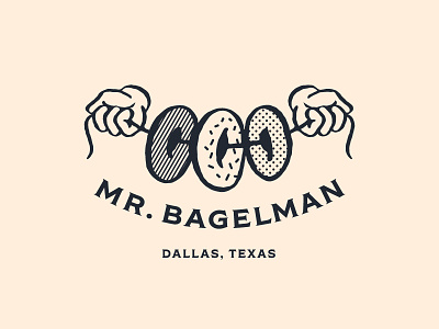Mr. Bagelman Logo bagel bagelman halftone hands illustration logo mr