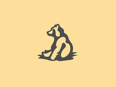 Happy Bear Logo Mark bear illustration logo logomark minimal shadow yellow
