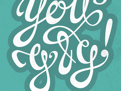 Thank you card curves green script teal thank type you