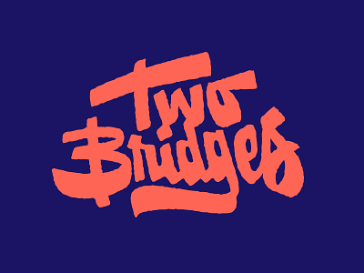 Two Bridges slab lettering bridges chunk handlettering lettering logo script texture two type typography