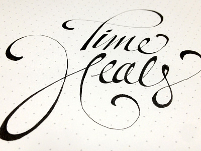 Time Heals black dotted heals line pen script thin time type typography