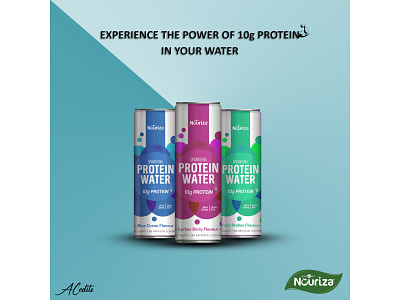 Nouriza - Protein Water Cans (By Healthkart) branding cans graphic design health healthkart logo nouriza protein protein water proteins supplements water