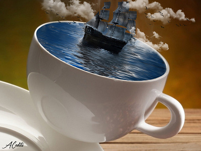 Manipulation - Ship in Cup art design graphic design manipulation manipulation art manipulations photoshop photoshop editing photoshop manipulations